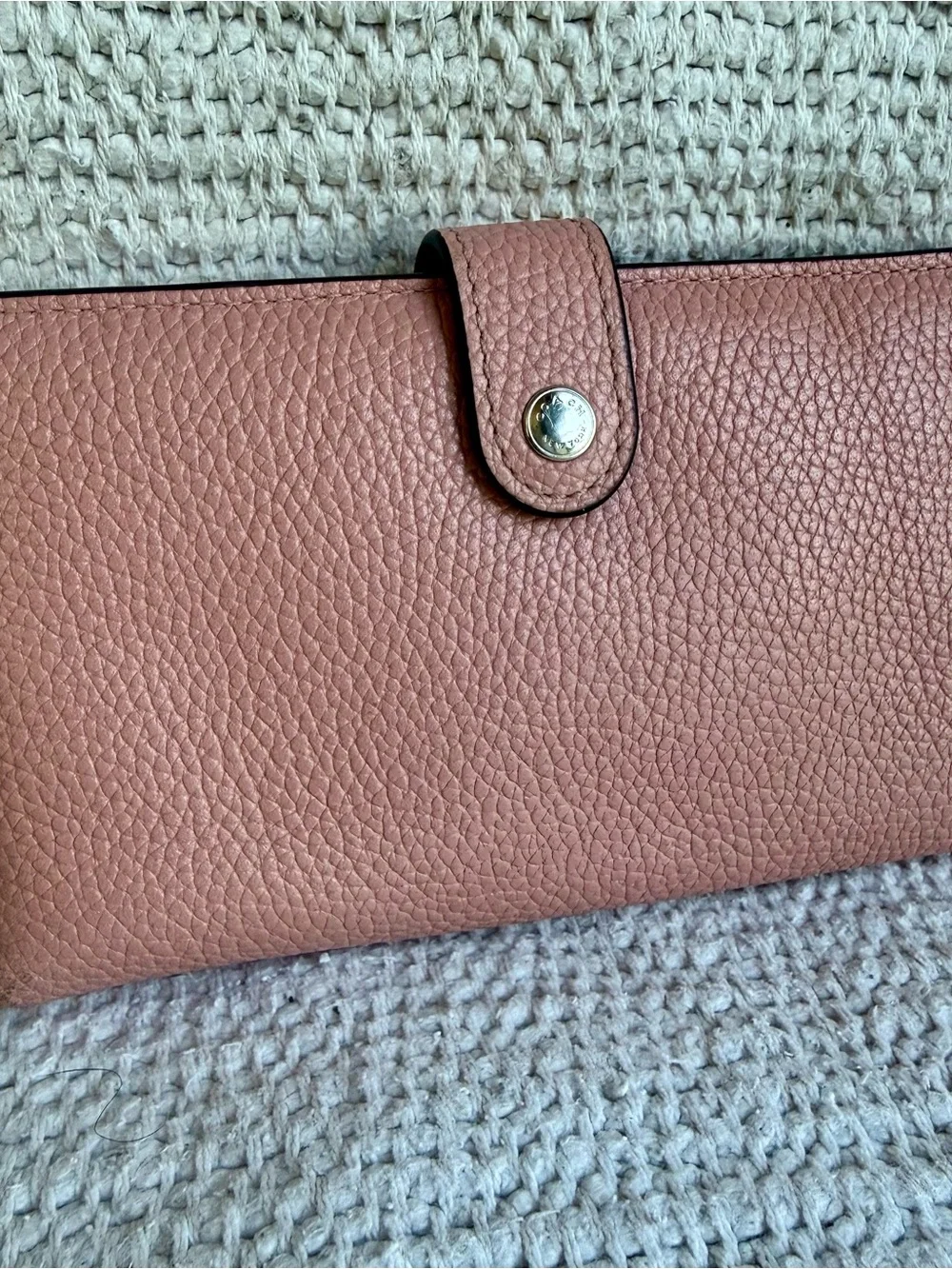 Coach Peony Pink Pebble Leather Phone Wristlet Wallet 13943 SV/PY